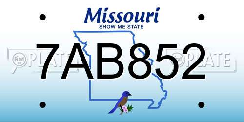 7AB852 Missouri License Plate
