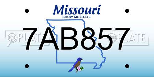 7AB857 Missouri License Plate