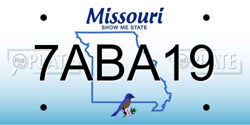 7ABA19 Missouri License Plate