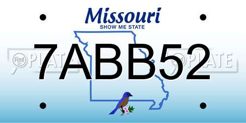 7ABB52 Missouri License Plate