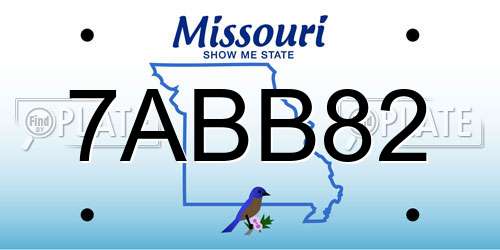 7ABB82 Missouri License Plate