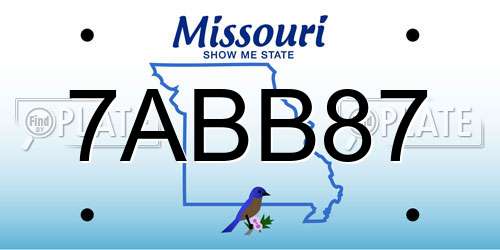 7ABB87 Missouri License Plate