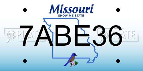 7ABE36 Missouri License Plate