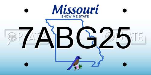 7ABG25 Missouri License Plate