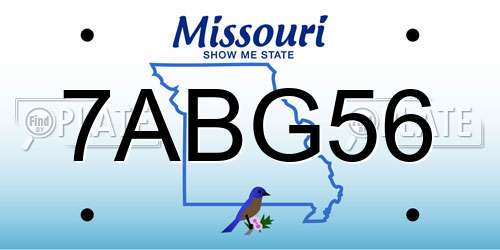 7ABG56 Missouri License Plate