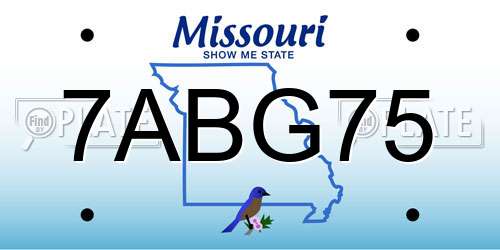 7ABG75 Missouri License Plate