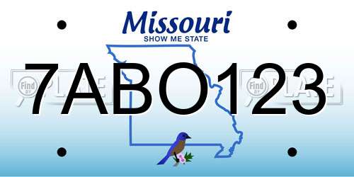 7ABO123 Missouri License Plate