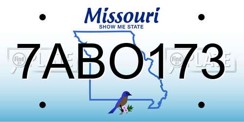 7ABO173 Missouri License Plate