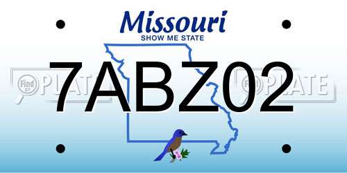 7ABZ02 Missouri License Plate