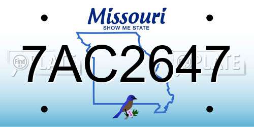 7AC2647 Missouri License Plate