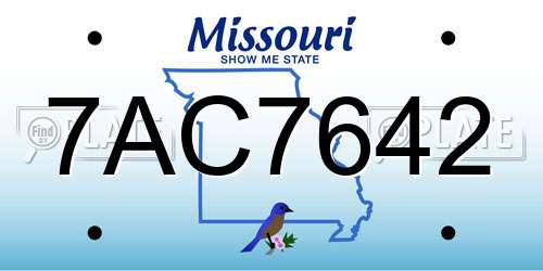 7AC7642 Missouri License Plate
