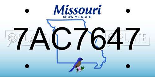 7AC7647 Missouri License Plate