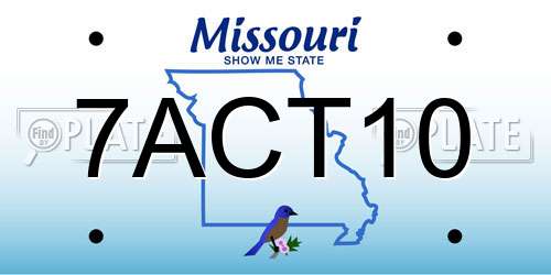 7ACT10 Missouri License Plate