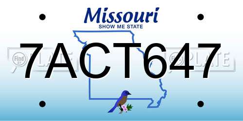 7ACT647 Missouri License Plate