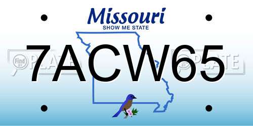 7ACW65 Missouri License Plate