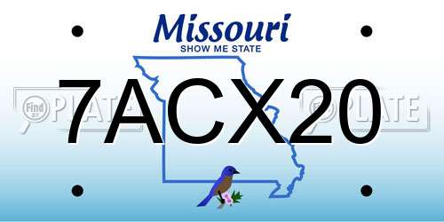 7ACX20 Missouri License Plate
