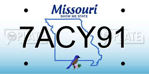 7ACY91 Missouri License Plate