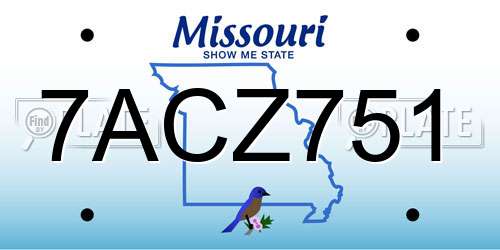 7ACZ751 Missouri License Plate