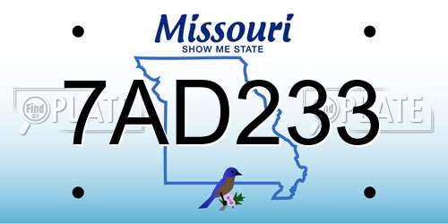 7AD233 Missouri License Plate