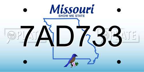 7AD733 Missouri License Plate