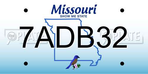 7ADB32 Missouri License Plate