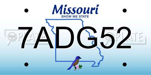 7ADG52 Missouri License Plate