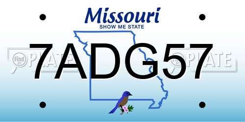 7ADG57 Missouri License Plate