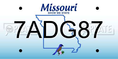 7ADG87 Missouri License Plate