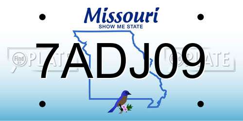 7ADJ09 Missouri License Plate