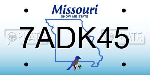 7ADK45 Missouri License Plate