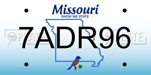 7ADR96 Missouri License Plate