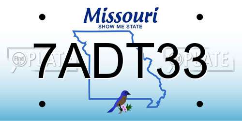 7ADT33 Missouri License Plate