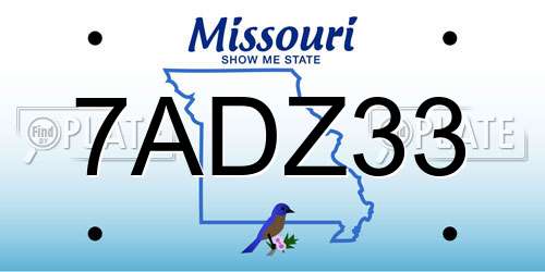 7ADZ33 Missouri License Plate