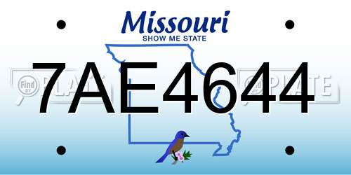 7AE4644 Missouri License Plate