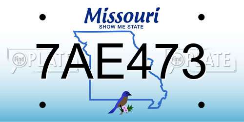 7AE473 Missouri License Plate