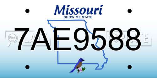 7AE9588 Missouri License Plate