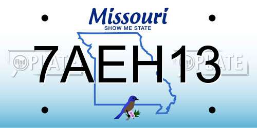 7AEH13 Missouri License Plate