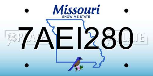7AEI280 Missouri License Plate