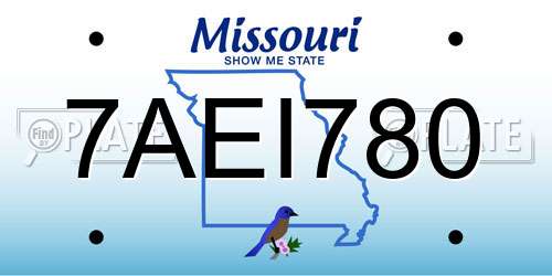 7AEI780 Missouri License Plate