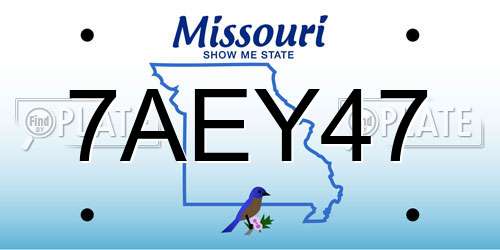 7AEY47 Missouri License Plate