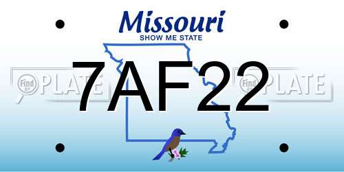 7AF22 Missouri License Plate