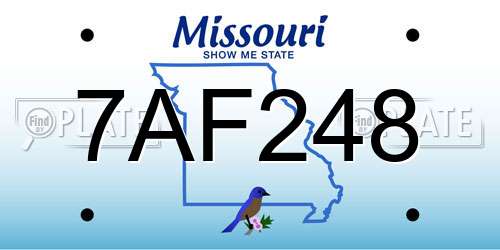 7AF248 Missouri License Plate