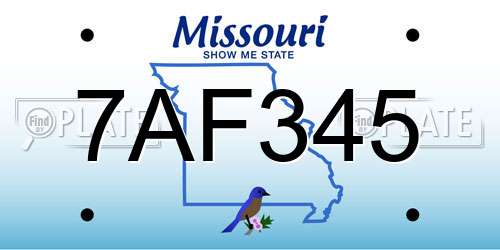 7AF345 Missouri License Plate
