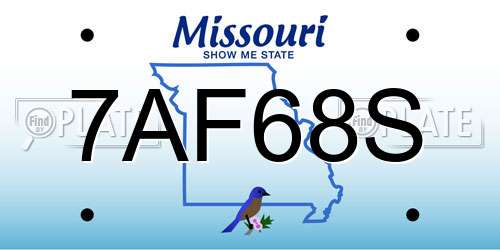 7AF68S Missouri License Plate