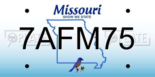 7AFM75 Missouri License Plate