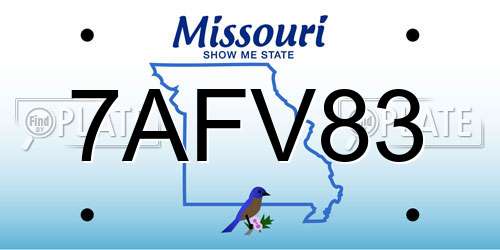 7AFV83 Missouri License Plate