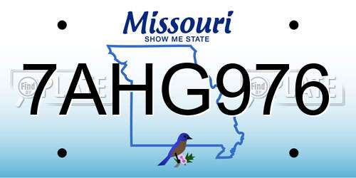 7AHG976 Missouri License Plate