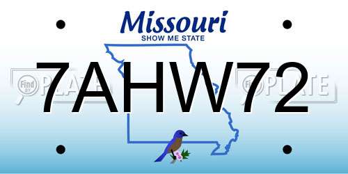 7AHW72 Missouri License Plate