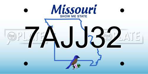 7AJJ32 Missouri License Plate