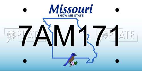7AM171 Missouri License Plate